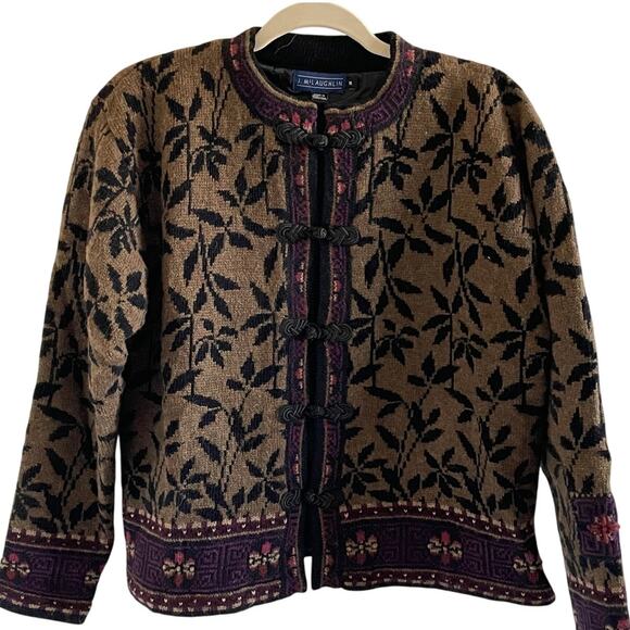 Vintage J. McLaughlin Wool Tapestry Cardigan Jacket Boho Fall Sweater Coat - Picture 2 of 10